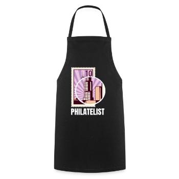 Philatelist Stamp Collection - Cooking Apron - black - Front - AI Model Male 185 dark (185cm)