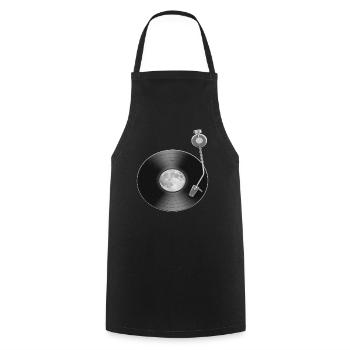 Moon Full Moon Record Space - Cooking Apron - black - Front - AI Model Male 185 dark (185cm)