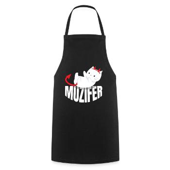 Muzifer Cat Kitten Devil Lucifer - Cooking Apron - black - Front - AI Model Male 185 dark (185cm)
