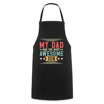 My father has the most amazing son Father's Day - Cooking Apron - black - Front - AI Model Male 185 dark (185cm)
