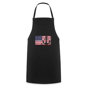 Capitaine USA - Tablier de cuisine - noir - Devant - AI Model Male 185 dark (185cm)