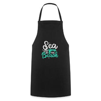 Vacances à la plage Été Soleil Mer Cadeau de vacances - Tablier de cuisine - noir - Devant - AI Model Male 185 dark (185cm)