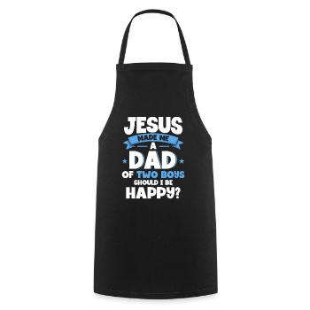 Jésus Père Papa Deux Garçons - Tablier de cuisine - noir - Devant - AI Model Male 185 dark (185cm)