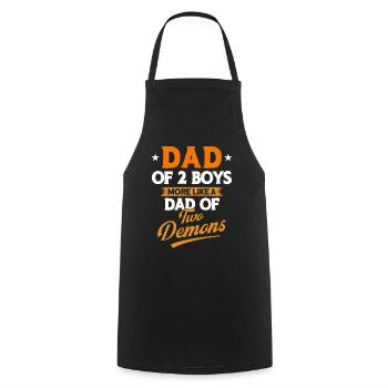 Démons Père Papa Deux Garçons - Tablier de cuisine - noir - Devant - AI Model Male 185 dark (185cm)