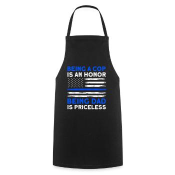 Papa PoliceMan Police Grand-père - Tablier de cuisine - noir - Devant - AI Model Male 185 dark (185cm)