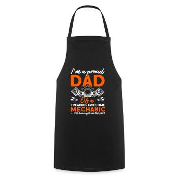 Fier Papa Père Mécanicien Père Famille - Tablier de cuisine - noir - Devant - AI Model Male 185 dark (185cm)