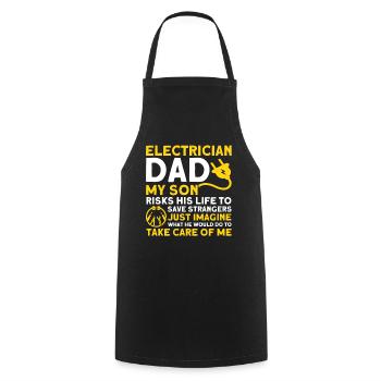 Fils Père Électricien Père Famille - Tablier de cuisine - noir - Devant - AI Model Male 185 dark (185cm)