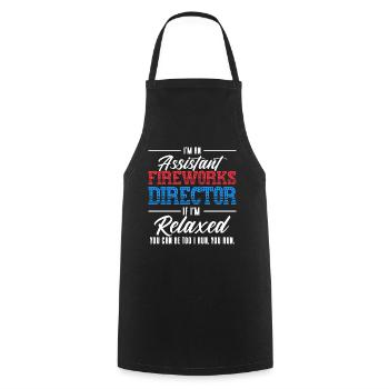 Drôle de feu d’artifice pyrotechnicien disant - Tablier de cuisine - noir - Devant - AI Model Male 185 dark (185cm)