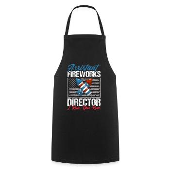 Drôle de feu d’artifice pyrotechnicien disant - Tablier de cuisine - noir - Devant - AI Model Male 185 dark (185cm)