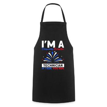 Drôle de feu d’artifice pyrotechnicien disant - Tablier de cuisine - noir - Devant - AI Model Male 185 dark (185cm)