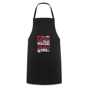 Zigarre Whiskey - Kochschürze - Schwarz - Vorne - AI Model Male 185 dark (185cm)