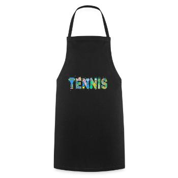 Tennis Tennisschläger Tennisspieler - Kochschürze - Schwarz - Vorne - AI Model Male 185 dark (185cm)