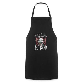 K-Pop Korean Music Pop Korea Kpop Gift - Cooking Apron - black - Front - AI Model Male 185 dark (185cm)