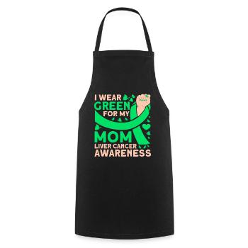 I wear green for my mother liver cancer - Cooking Apron - black - Front - AI Model Male 185 dark (185cm)