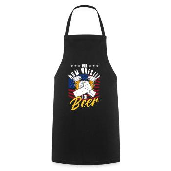 Will Arm Wrestle pour Beer Arm Press - Tablier de cuisine - noir - Devant - AI Model Male 185 dark (185cm)