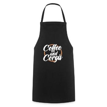 Corgi Kaffee - Kochschürze - Schwarz - Vorne - AI Model Male 185 dark (185cm)