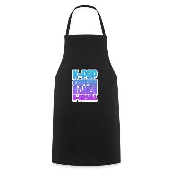 K-Pop Coffee Ramen - Cooking Apron - black - Front - AI Model Male 185 dark (185cm)