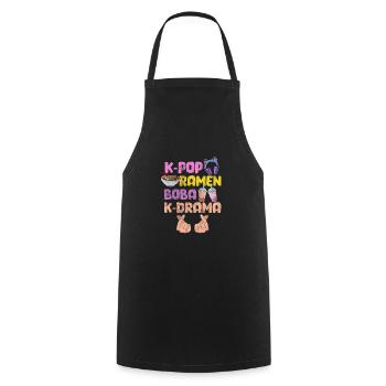 K-Pop Ramen Bubble Tea Cadeau de musique coréenne - Tablier de cuisine - noir - Devant - AI Model Male 185 dark (185cm)