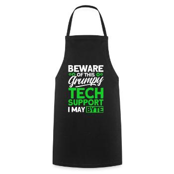 Méfiez-vous du support technique grincheux - Tablier de cuisine - noir - Devant - AI Model Male 185 dark (185cm)