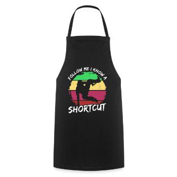 Parkour Suivez-moi, je connais un raccourci - Tablier de cuisine - noir - Devant - AI Model Male 185 dark (185cm)