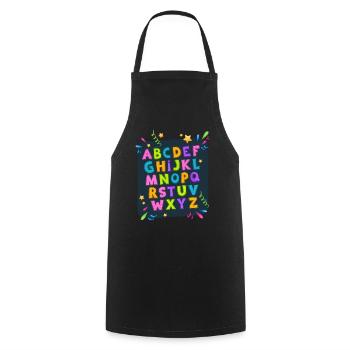 Alphabet Abc Schulstart Mädchen Jungen - Kochschürze - Schwarz - Vorne - AI Model Male 185 dark (185cm)