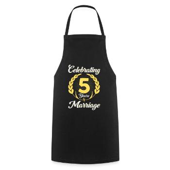 5. Wedding Anniversary Couple Design 5 Years Marriage - Cooking Apron - black - Front - AI Model Male 185 dark (185cm)