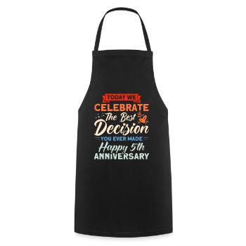 5. Wedding Anniversary Couple Design 5 Years Marriage - Cooking Apron - black - Front - AI Model Male 185 dark (185cm)