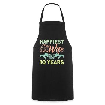 10th Wedding Anniversary Couple Design 10 Years of Marriage - Cooking Apron - black - Front - AI Model Male 185 dark (185cm)