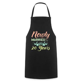 20th Wedding Anniversary Couple Design 20 Years of Marriage - Cooking Apron - black - Front - AI Model Male 185 dark (185cm)