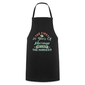 20th Wedding Anniversary Couple Design 20 Years of Marriage - Cooking Apron - black - Front - AI Model Male 185 dark (185cm)