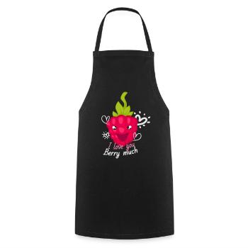 I Love You Berry Much Fruit Raspberry - Cooking Apron - black - Front - AI Model Male 185 dark (185cm)