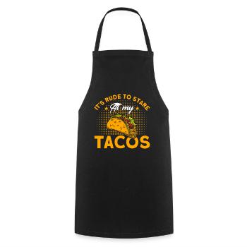 Taco Tacos Mexicain Fast Food Cadeau - Tablier de cuisine - noir - Devant - AI Model Male 185 dark (185cm)