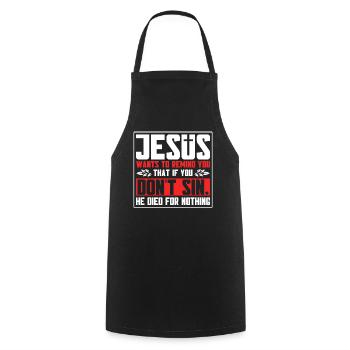 Jesus Bible Christian Religious Church Gift - Cooking Apron - black - Front - AI Model Male 185 dark (185cm)