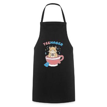 TeeNager Tea Hamster Teenager Rodent - Cooking Apron - black - Front - AI Model Male 185 dark (185cm)