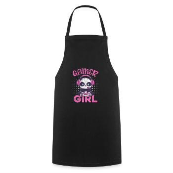 Panda Gamer Girl - Cooking Apron - black - Front - AI Model Male 185 dark (185cm)