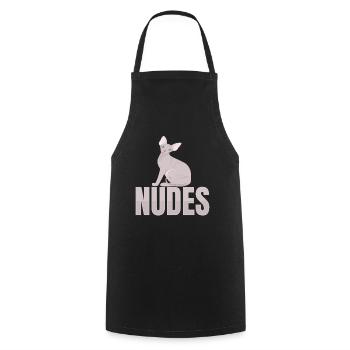 Nudes Sphynx Katze Kätzchen - Kochschürze - Schwarz - Vorne - AI Model Male 185 dark (185cm)