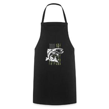 Pêcheur Aux États-Unis - Tablier de cuisine - noir - Devant - AI Model Male 185 dark (185cm)