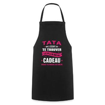 Tata le plus beau cadeau c'est nous humour tante - Tablier de cuisine - noir - Devant - AI Model Male 185 dark (185cm)