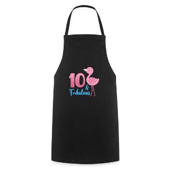 10e anniversaire Flamingo 10 ans cadeau - Tablier de cuisine - noir - Devant - AI Model Male 185 dark (185cm)