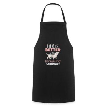 Dachshund - Cooking Apron - black - Front - AI Model Male 185 dark (185cm)