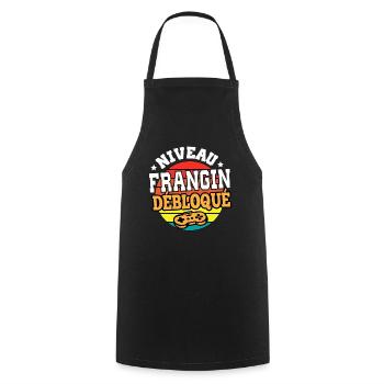 Niveau frangin débloqué cadeau frère humour - Tablier de cuisine - noir - Devant - AI Model Male 185 dark (185cm)