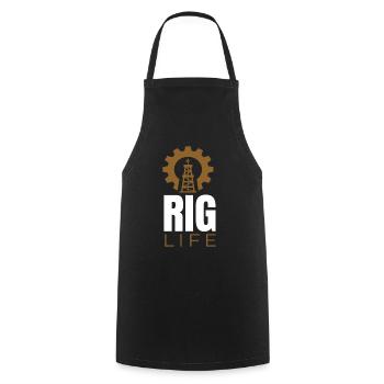 Rig Life Oil Drilling Rig - Cooking Apron - black - Front - AI Model Male 185 dark (185cm)