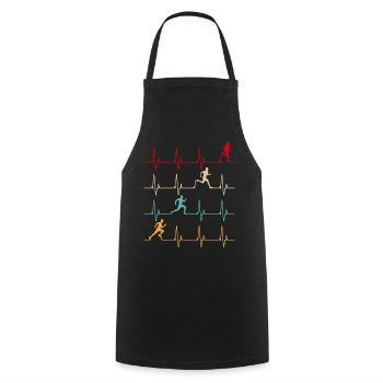 Papa court à pied aime courir un coureur de marathon cool - Tablier de cuisine - noir - Devant - AI Model Male 185 dark (185cm)