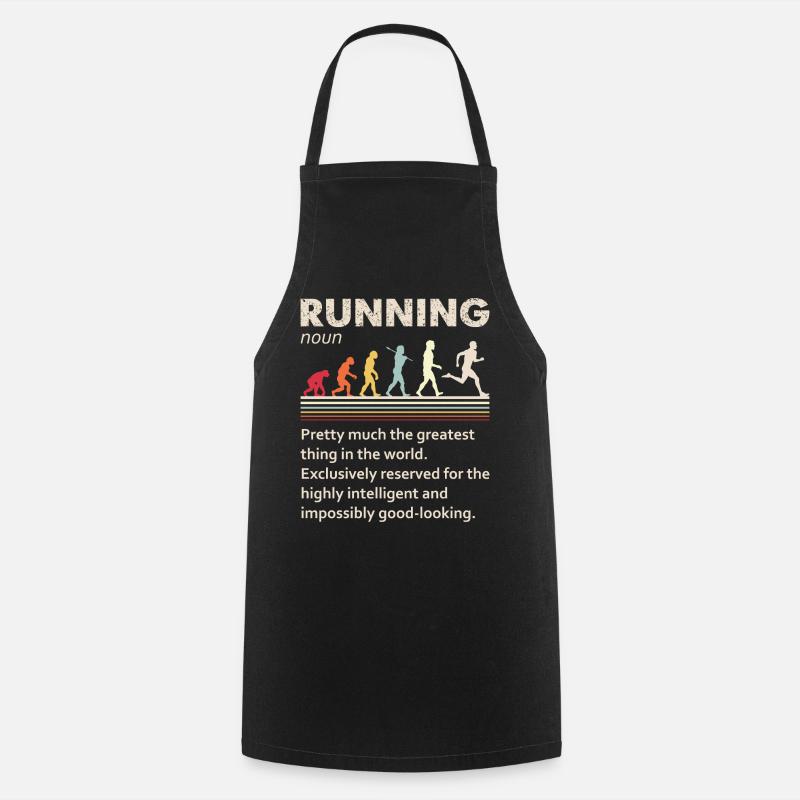 Running Evolution Funny Definition For Runners - Cooking Apron - black