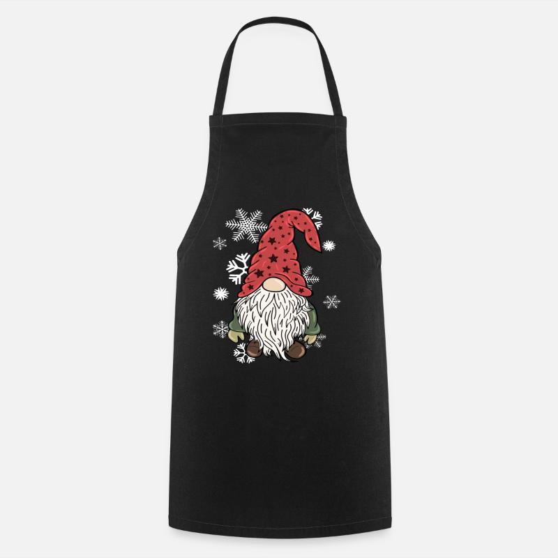 Gnome Elfes de Noël Flocons de neige - Tablier de cuisine - noir