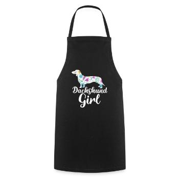 Dachshund Girl - Cooking Apron - black - Front - AI Model Male 185 dark (185cm)