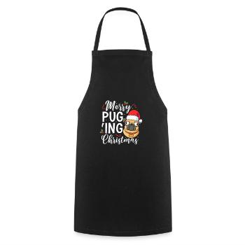 Carlin Noël chien chien ami carlin cadeau - Tablier de cuisine - noir - Devant - AI Model Male 185 dark (185cm)