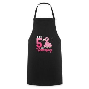 5ème anniversaire Flamingo cadeau 5 ans - Tablier de cuisine - noir - Devant - AI Model Male 185 dark (185cm)