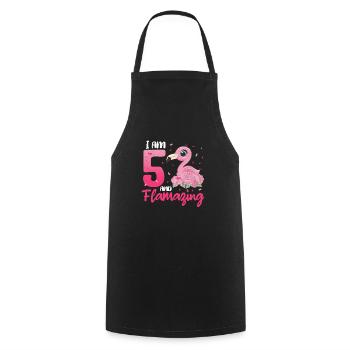 5th birthday Flamingo - Cooking Apron - black - Front - AI Model Male 185 dark (185cm)