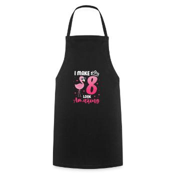 8th birthday Flamingo - Cooking Apron - black - Front - AI Model Male 185 dark (185cm)